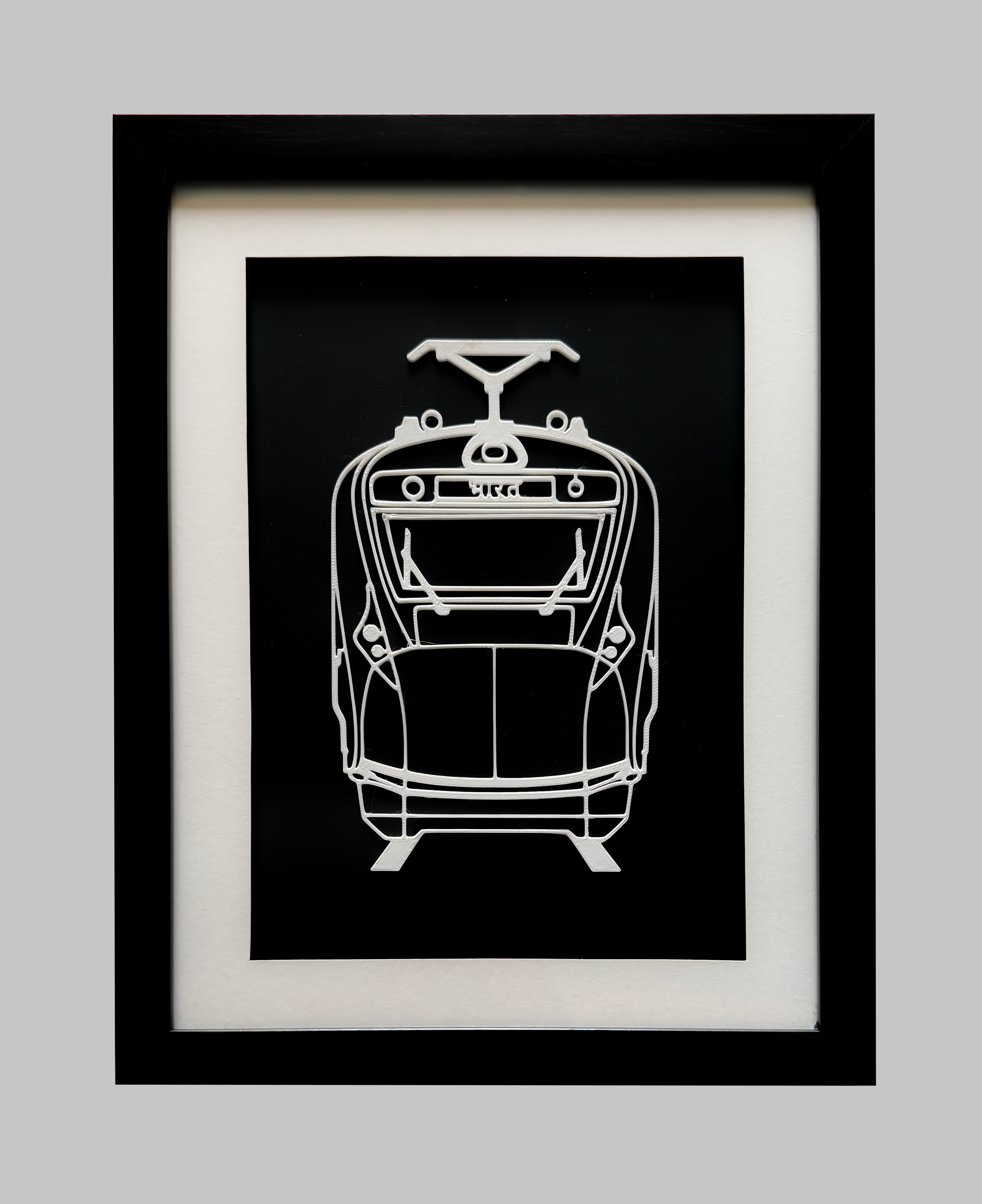 Vande Bharat Express Inspired 3D Wall Art Frame | Premium Indian Railway Train Silhouette | Modern Black & White Decor for Home, Office & Gifts