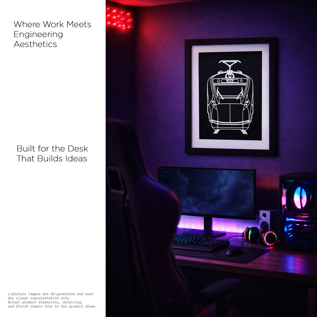 Vande Bharat Express Inspired 3D Wall Art Frame | Premium Indian Railway Train Silhouette | Modern Black & White Decor for Home, Office & Gifts